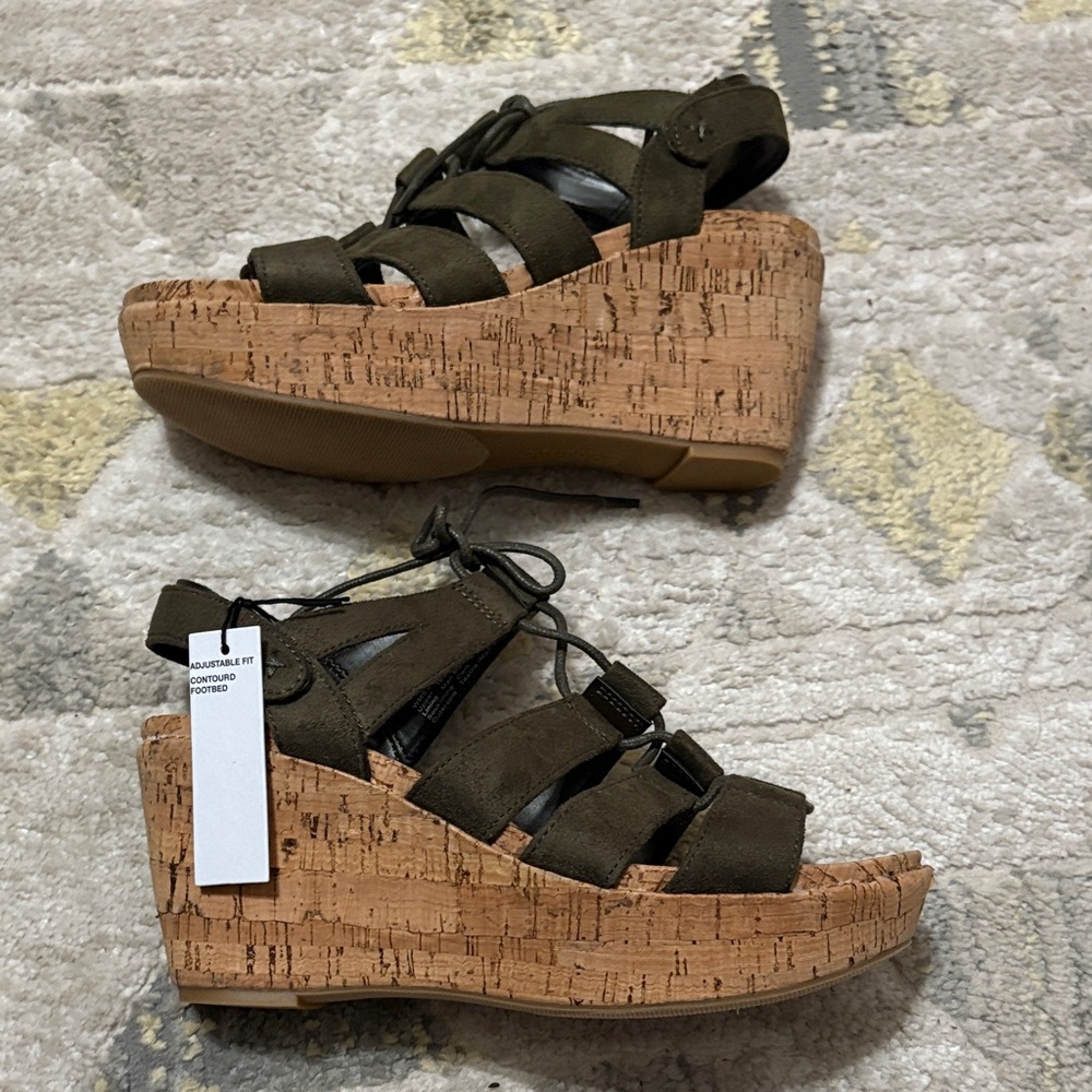 Stylish Olive Wedge Sandals